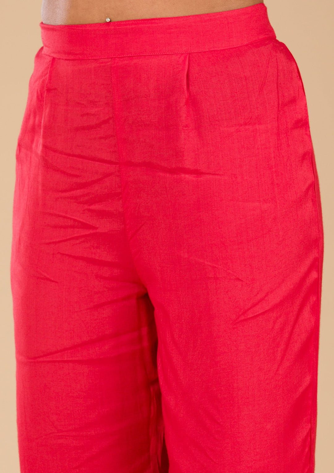 Red Zariwork Semi Crepe Readymade Salwar Suit