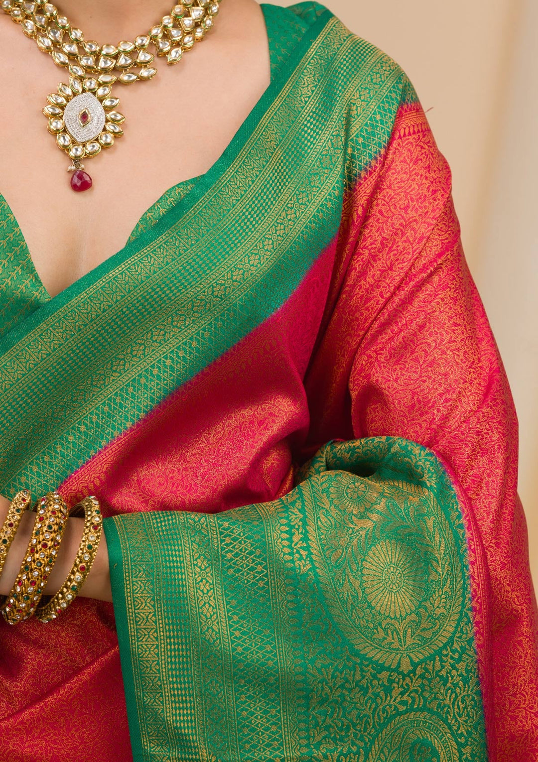 Red Zariwork Soft Silk Saree-Koskii