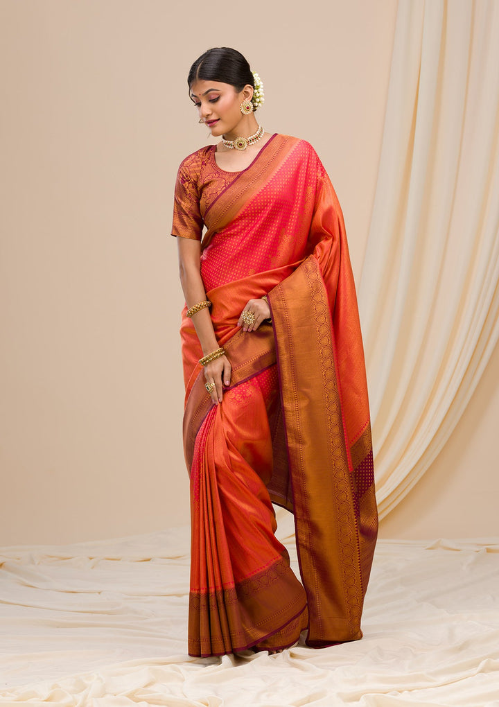 Red Zariwork Soft Silk Saree-Koskii