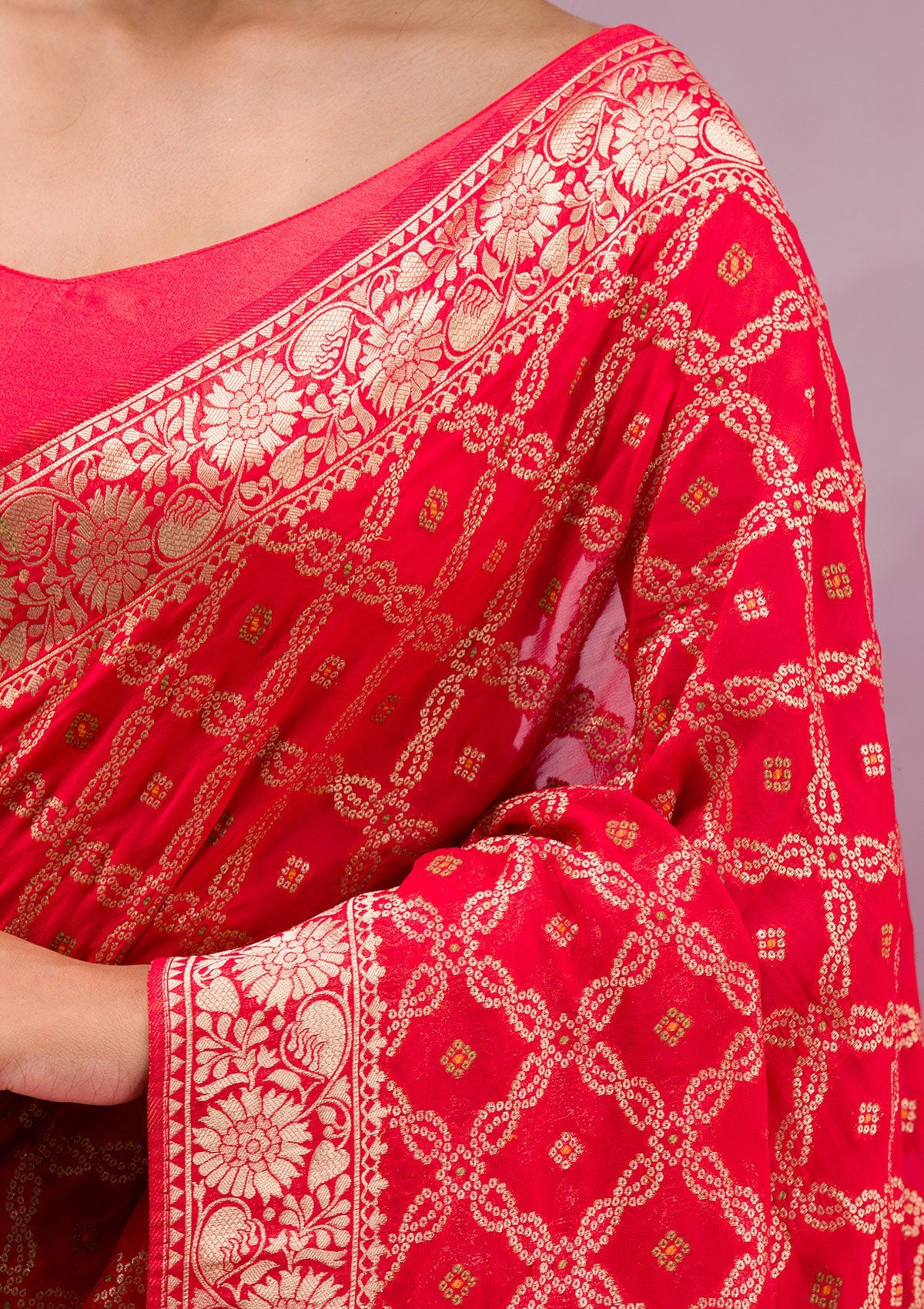 Red Zariwork Soft Silk Saree-Koskii