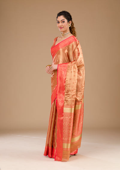 Red Zariwork Tissue Saree