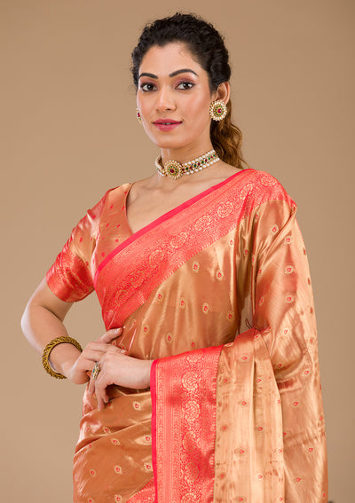 Red Zariwork Tissue Saree