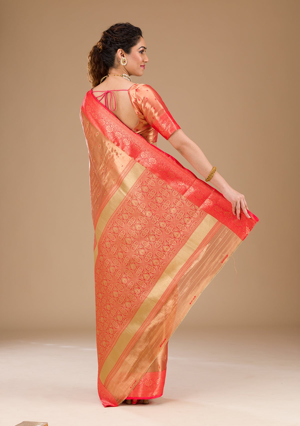 Red Zariwork Tissue Saree