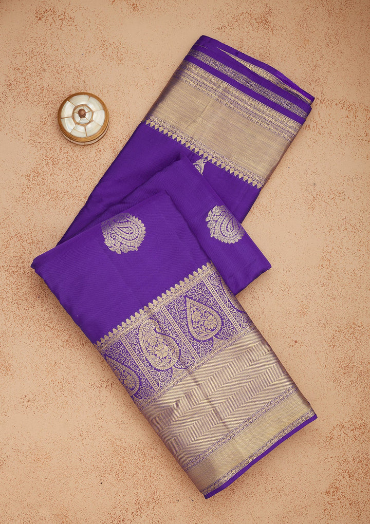 Royal Blue Zariwork Pure Silk Saree-Koskii