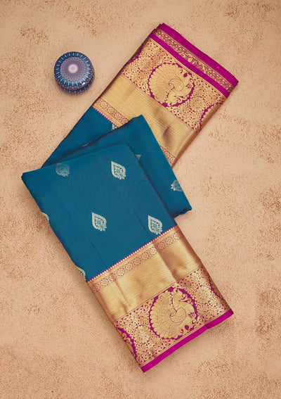 Royal Blue Zariwork Pure Silk Saree-Koskii