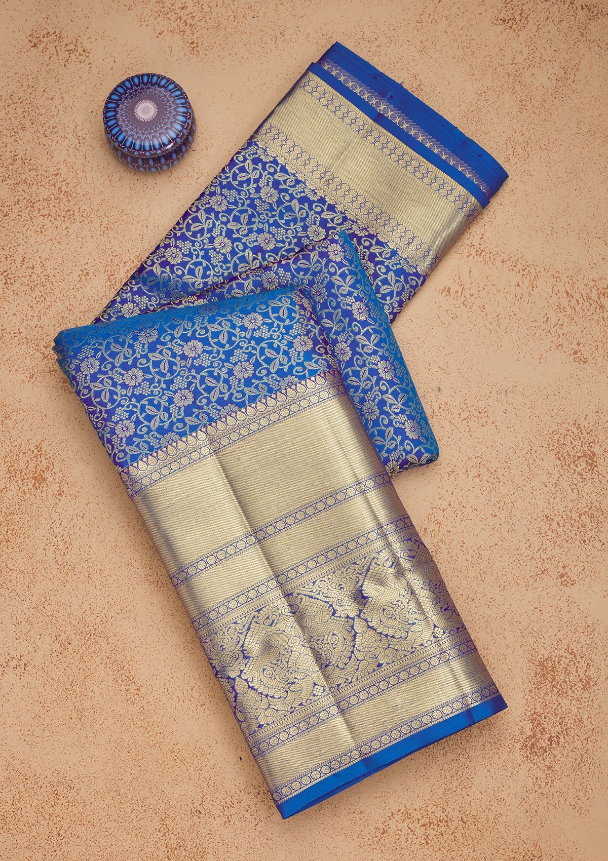 Royal Blue Zariwork Pure Silk Saree-Koskii