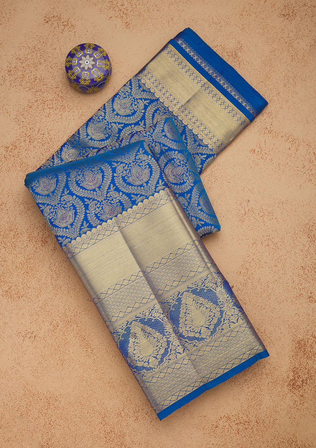 Royal Blue Zariwork Pure Silk Saree-Koskii