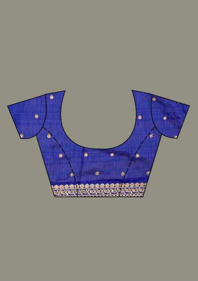 Royal Blue Sequins Tissue Saree-Koskii