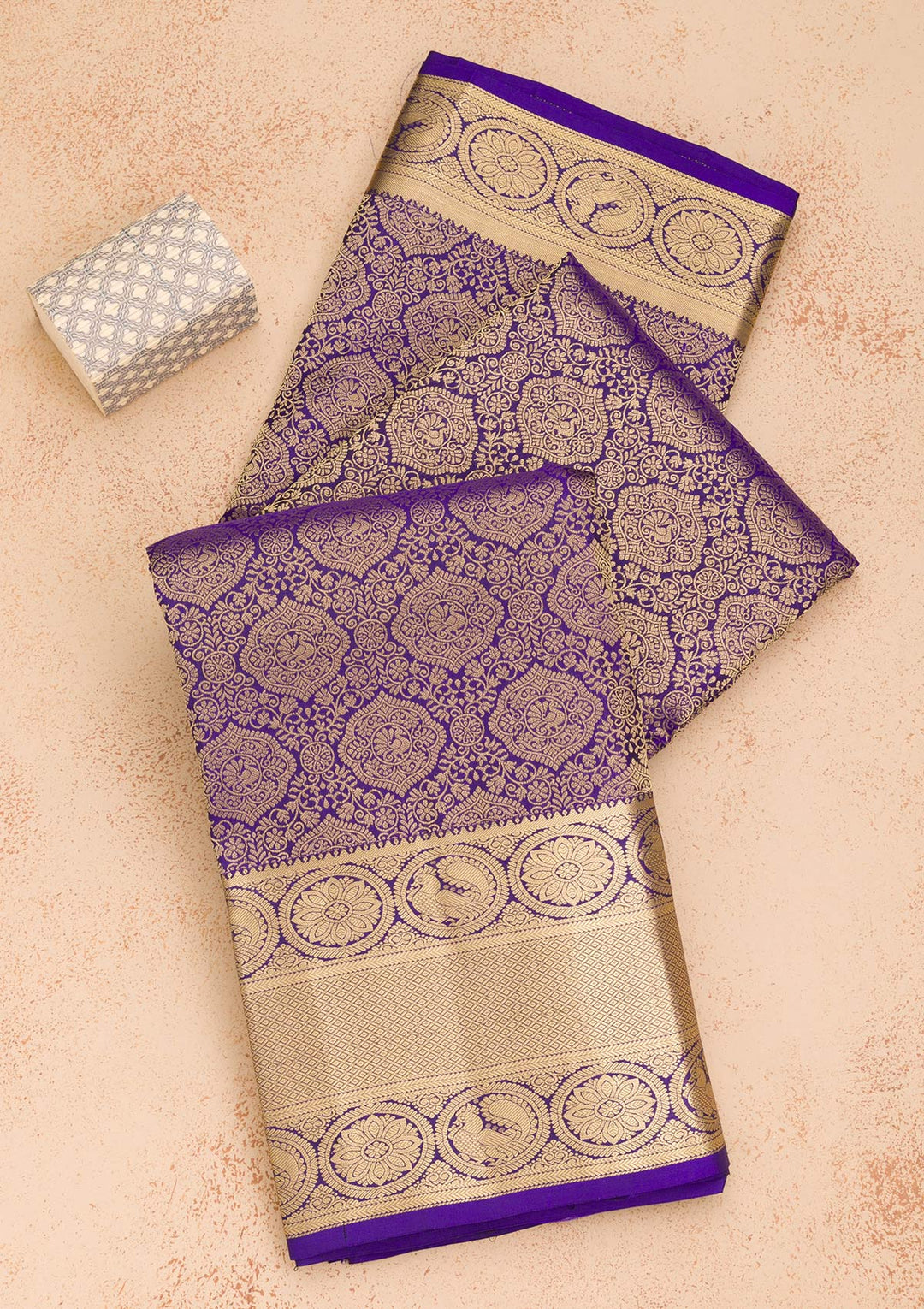 Royal Blue Zariwork Pure Silk Saree-Koskii