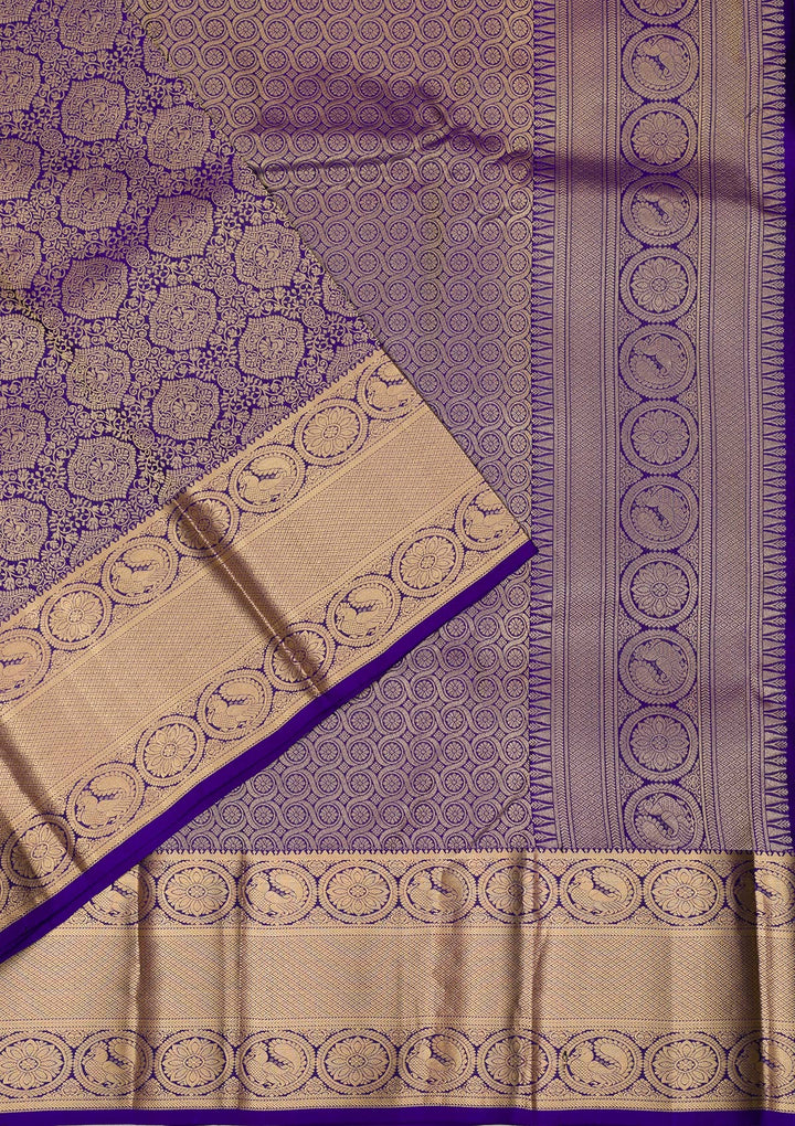 Royal Blue Zariwork Pure Silk Saree-Koskii