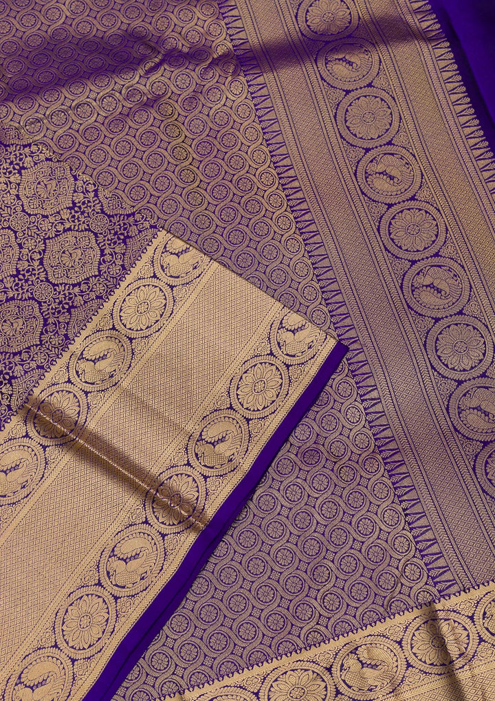 Royal Blue Zariwork Pure Silk Saree-Koskii