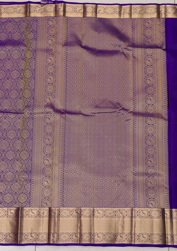 Royal Blue Zariwork Pure Silk Saree-Koskii