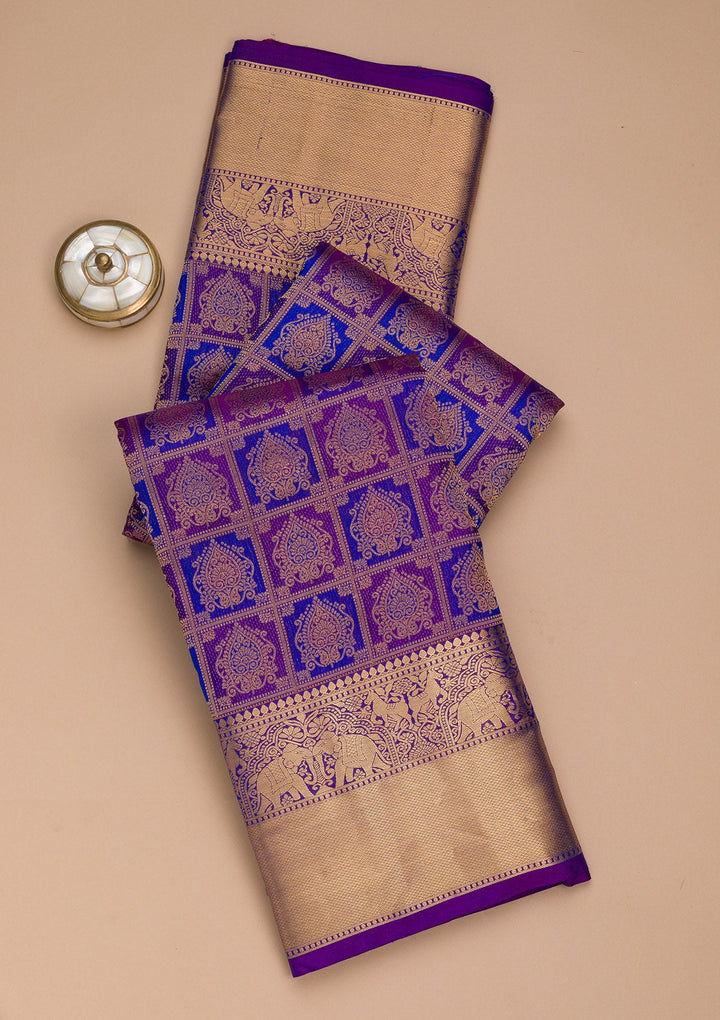 Purple Zariwork Pure Silk Saree-Koskii