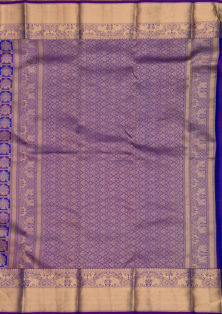 Purple Zariwork Pure Silk Saree-Koskii