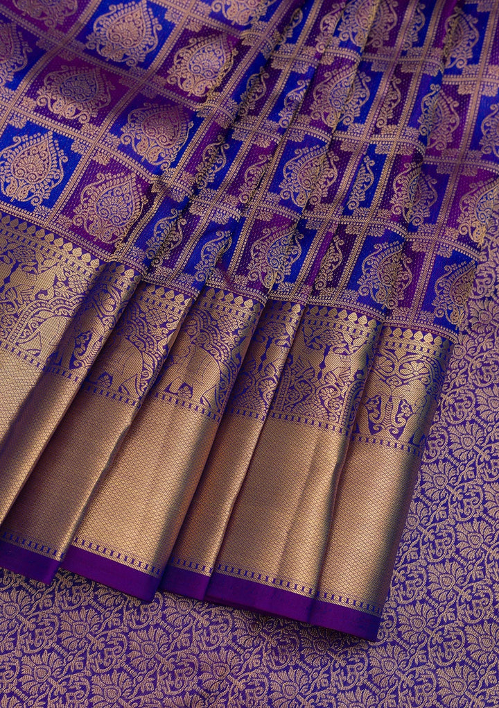 Purple Zariwork Pure Silk Saree-Koskii