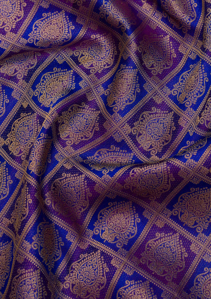 Purple Zariwork Pure Silk Saree-Koskii