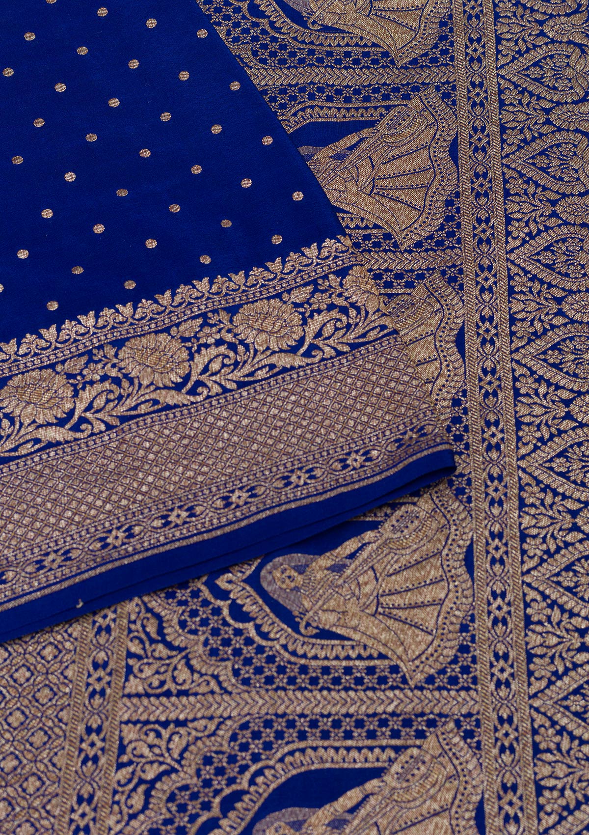 Royal Blue Zariwork Pure Silk Saree-Koskii