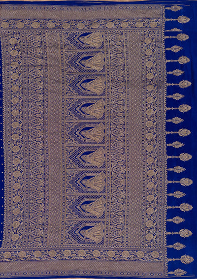 Royal Blue Zariwork Pure Silk Saree-Koskii