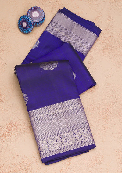 Royal Blue Zariwork Pure Silk Saree-Koskii