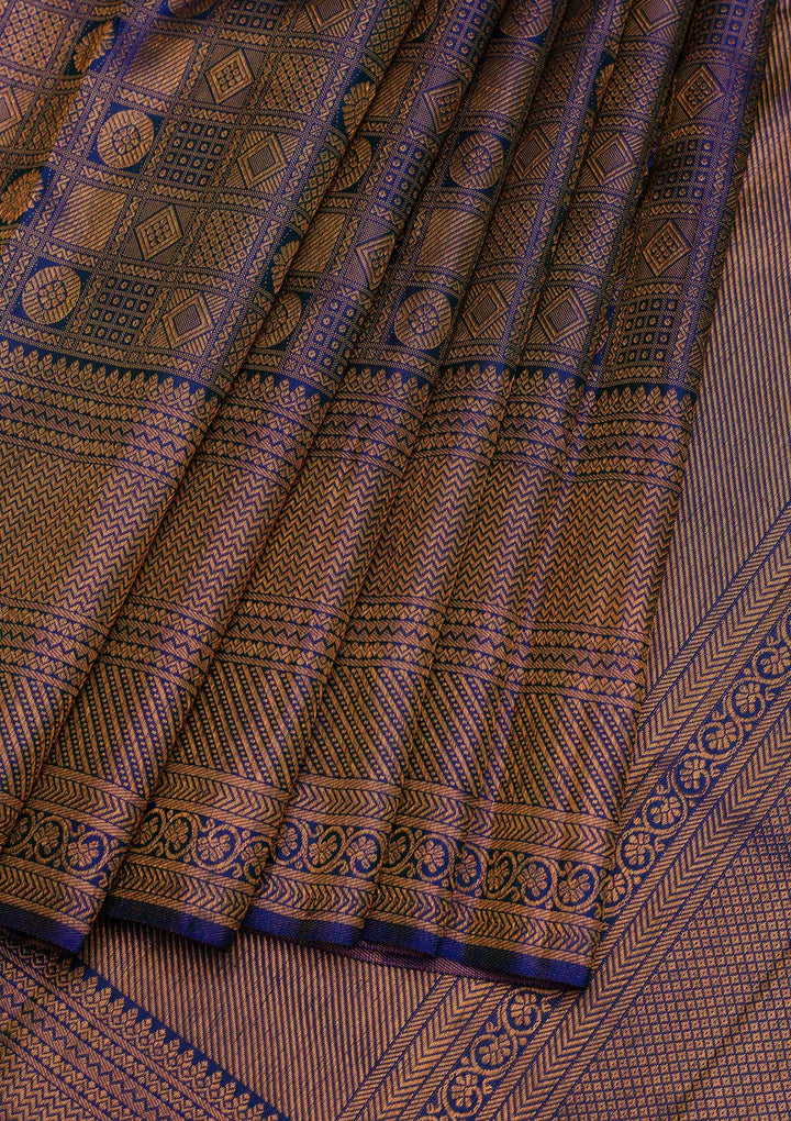 Royal Blue Zariwork Pure Silk Saree-Koskii