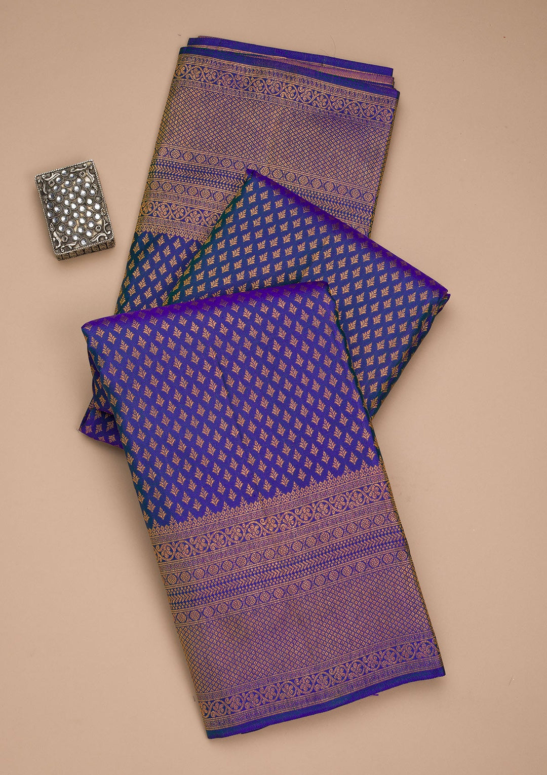 Royal Blue Zariwork Pure Silk Saree-Koskii