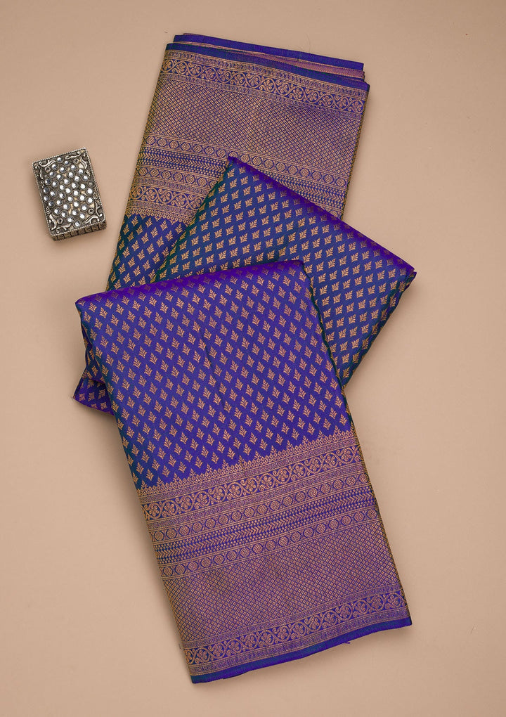Royal Blue Zariwork Pure Silk Saree-Koskii