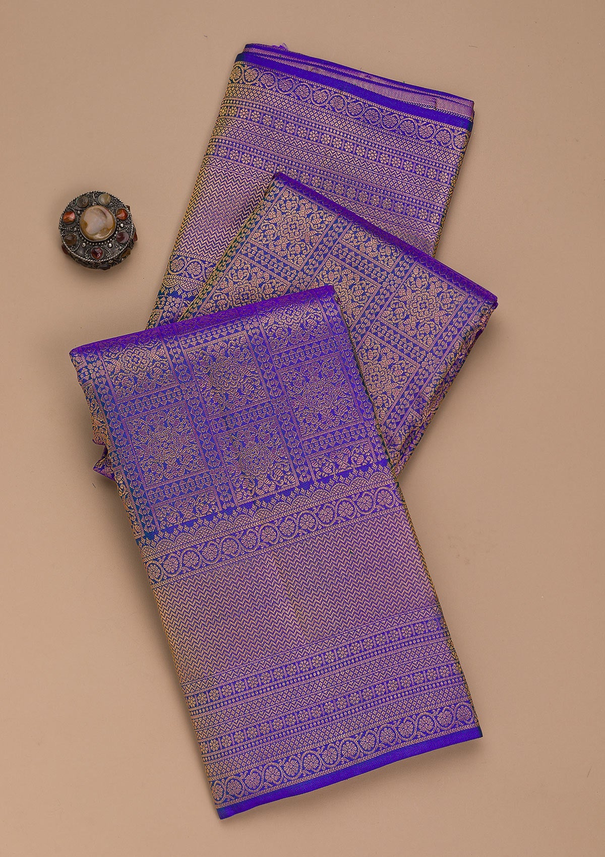 Royal Blue Zariwork Pure Silk Saree-Koskii