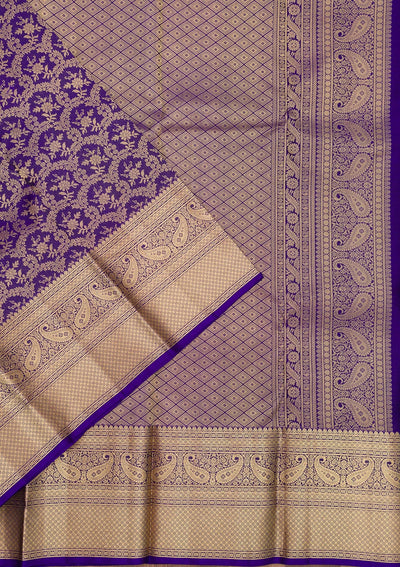 Royal Blue Zariwork Pure Silk Saree-Koskii