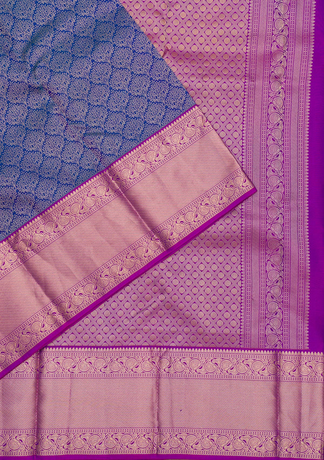 Royal Blue Zariwork Pure Silk Saree-Koskii