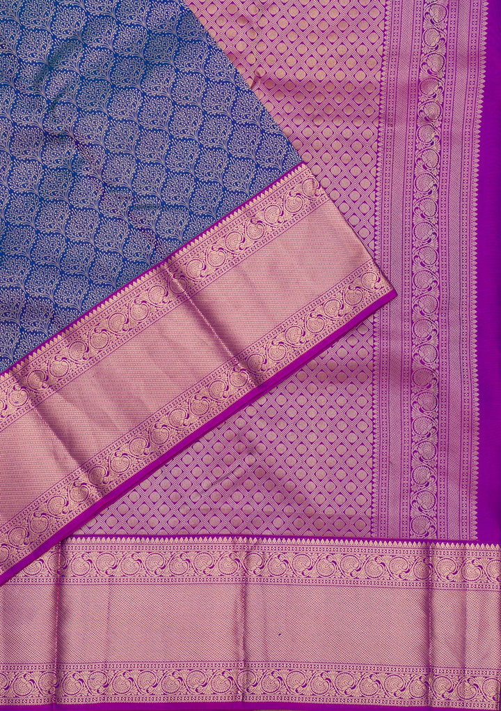 Royal Blue Zariwork Pure Silk Saree-Koskii