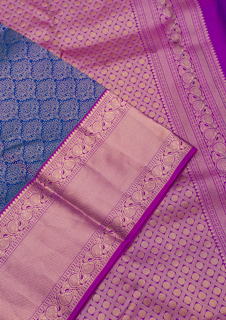 Royal Blue Zariwork Pure Silk Saree-Koskii