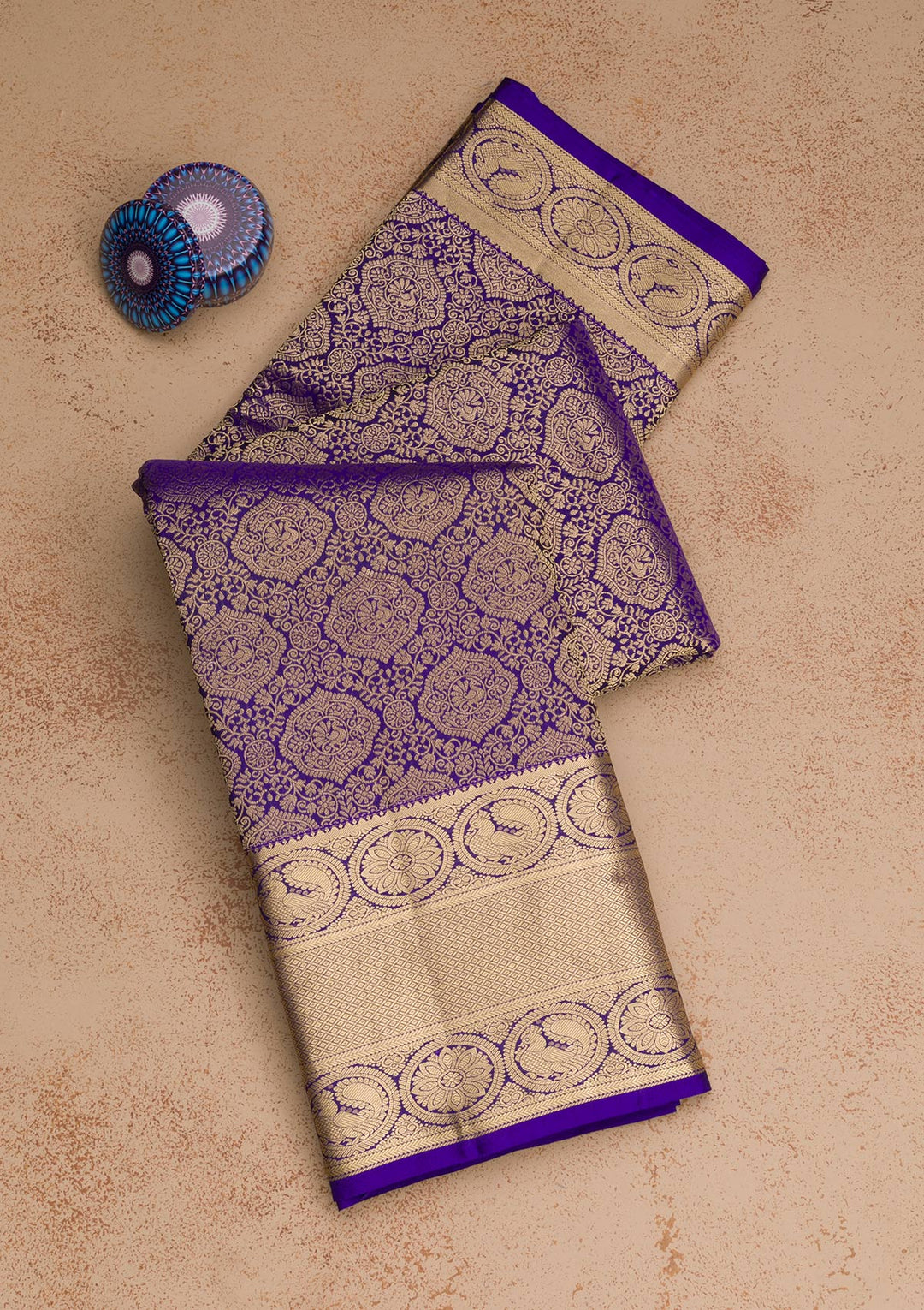 Royal Blue Zariwork Pure Silk Saree-Koskii