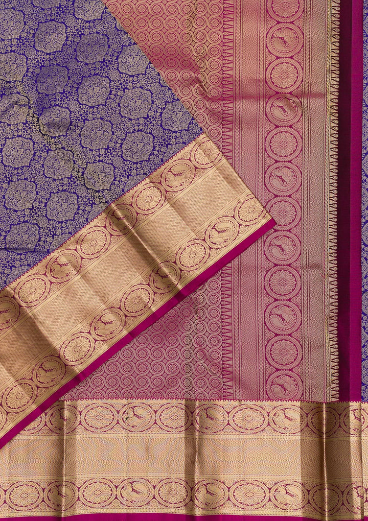 Royal Blue Zariwork Pure Silk Saree-Koskii