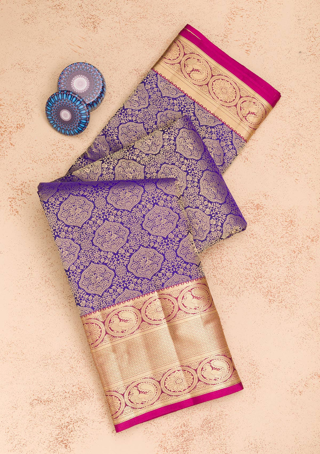 Royal Blue Zariwork Pure Silk Saree-Koskii