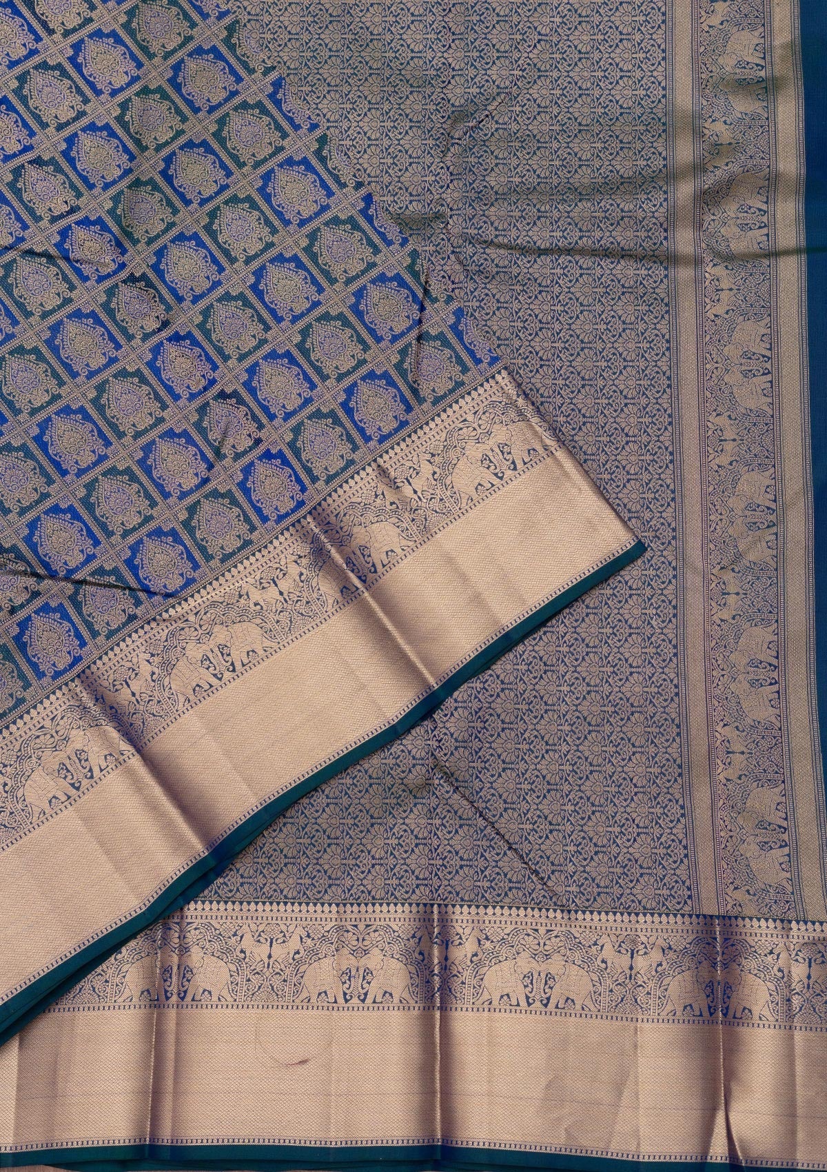 Royal Blue Zariwork Pure Silk Saree-Koskii