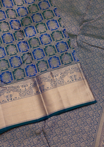 Royal Blue Zariwork Pure Silk Saree-Koskii