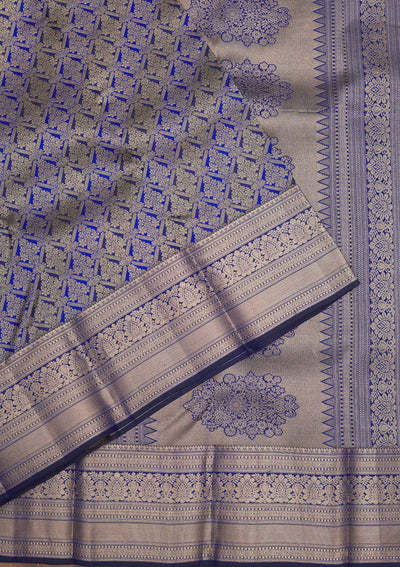 Royal Blue Zariwork Pure Silk Saree-Koskii