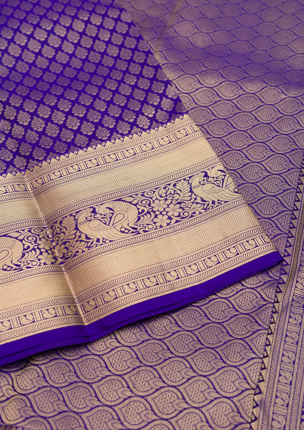 Royal Blue Zariwork Pure Silk Saree-Koskii