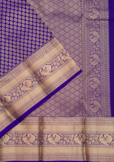 Royal Blue Zariwork Pure Silk Saree-Koskii