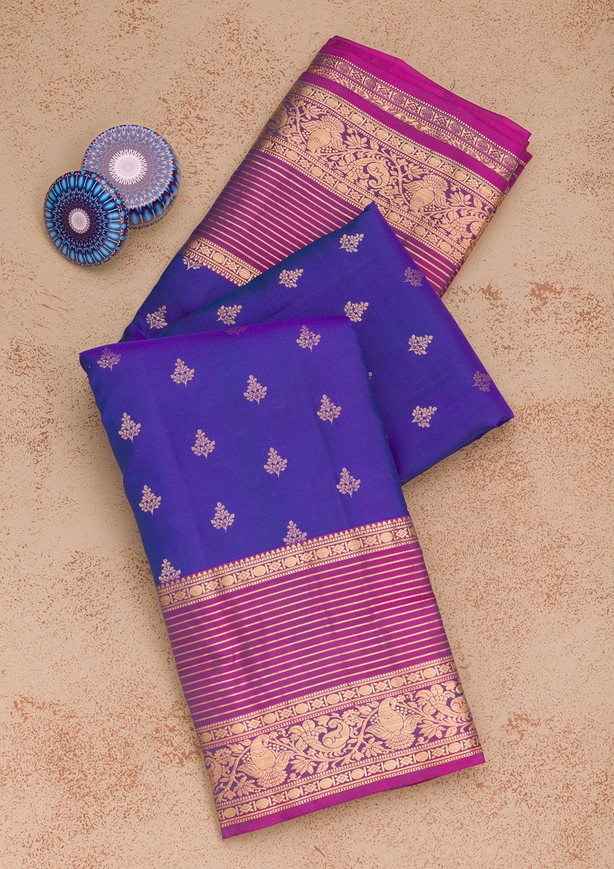 Royal Blue Zariwork Pure Silk Saree-Koskii