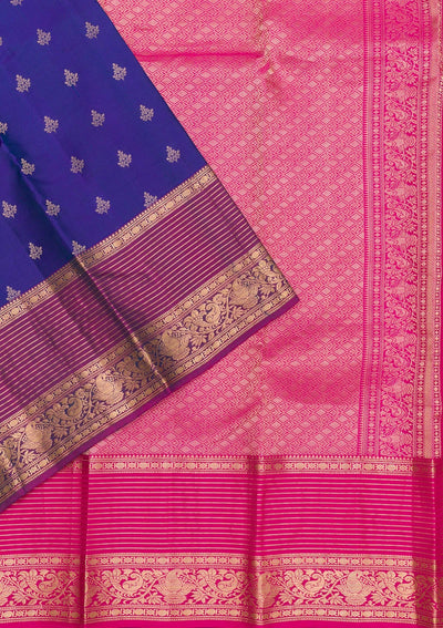 Royal Blue Zariwork Pure Silk Saree-Koskii