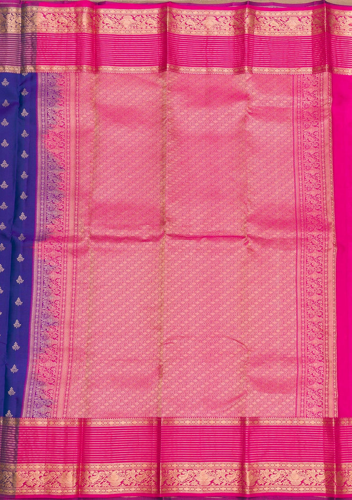 Royal Blue Zariwork Pure Silk Saree-Koskii