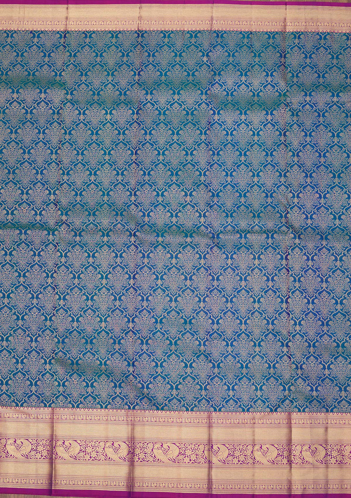 Royal Blue Zariwork Pure Silk Saree-Koskii