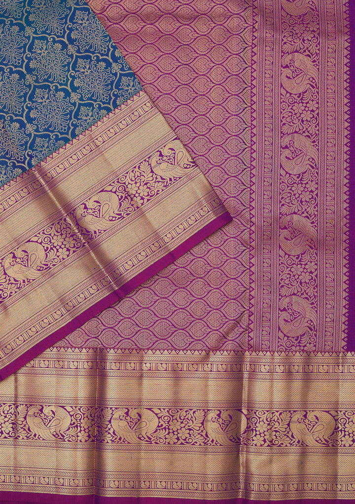 Royal Blue Zariwork Pure Silk Saree-Koskii
