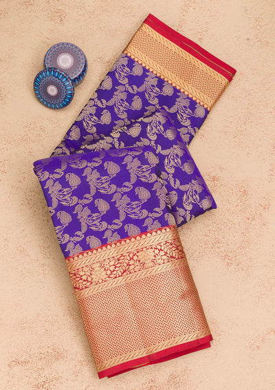 Royal Blue Zariwork Pure Silk Saree-Koskii