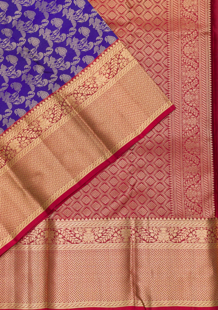 Royal Blue Zariwork Pure Silk Saree-Koskii
