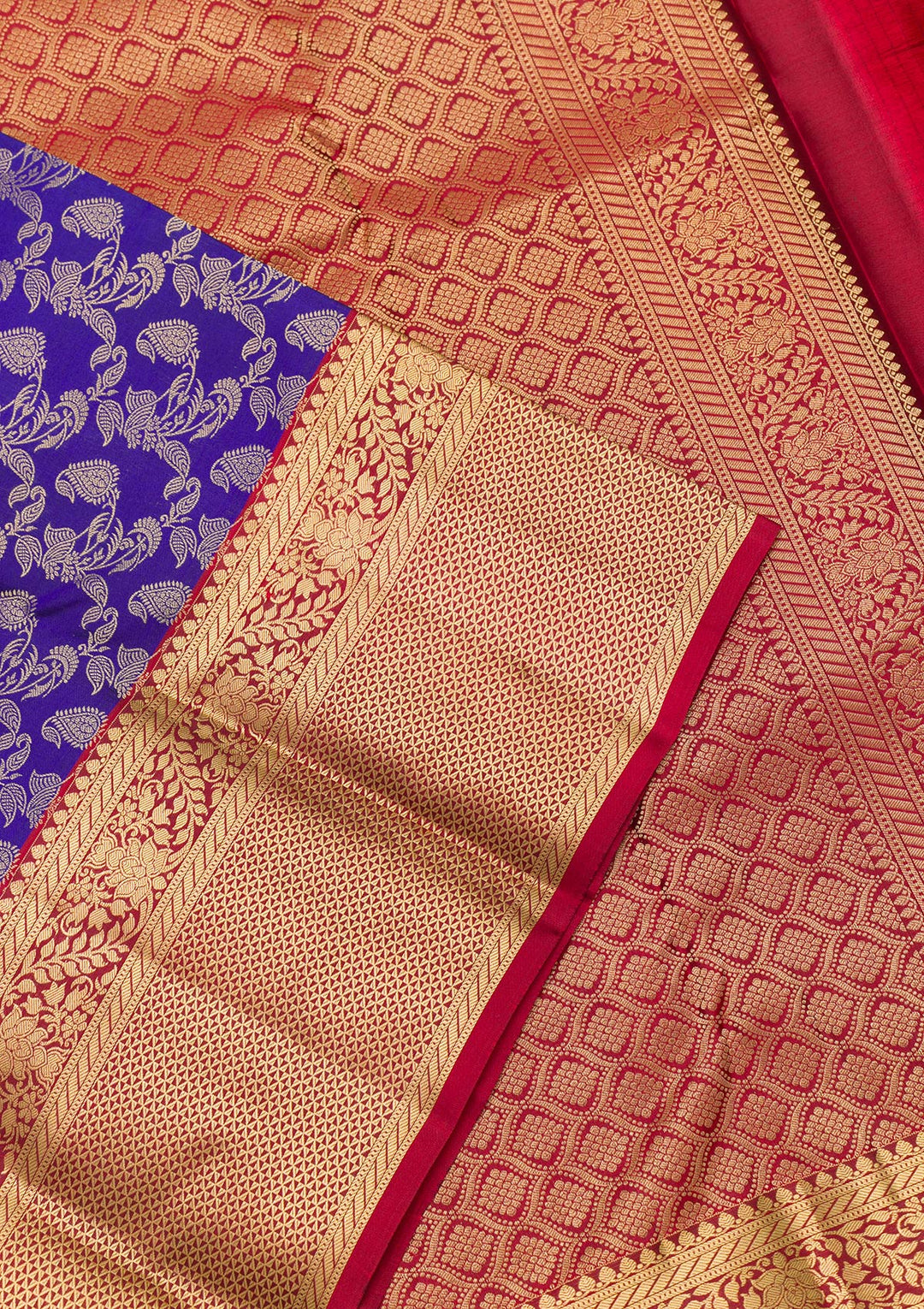 Royal Blue Zariwork Pure Silk Saree-Koskii