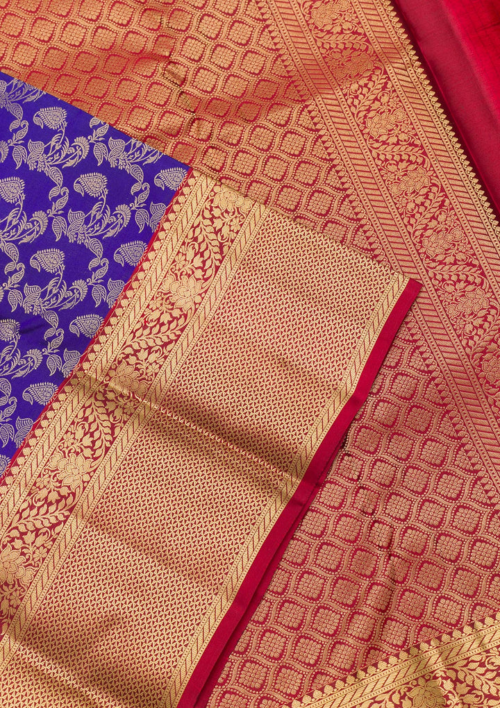 Royal Blue Zariwork Pure Silk Saree-Koskii