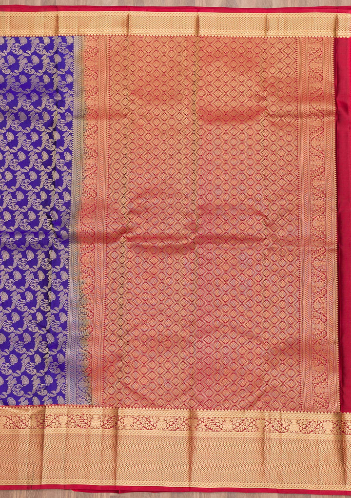 Royal Blue Zariwork Pure Silk Saree-Koskii