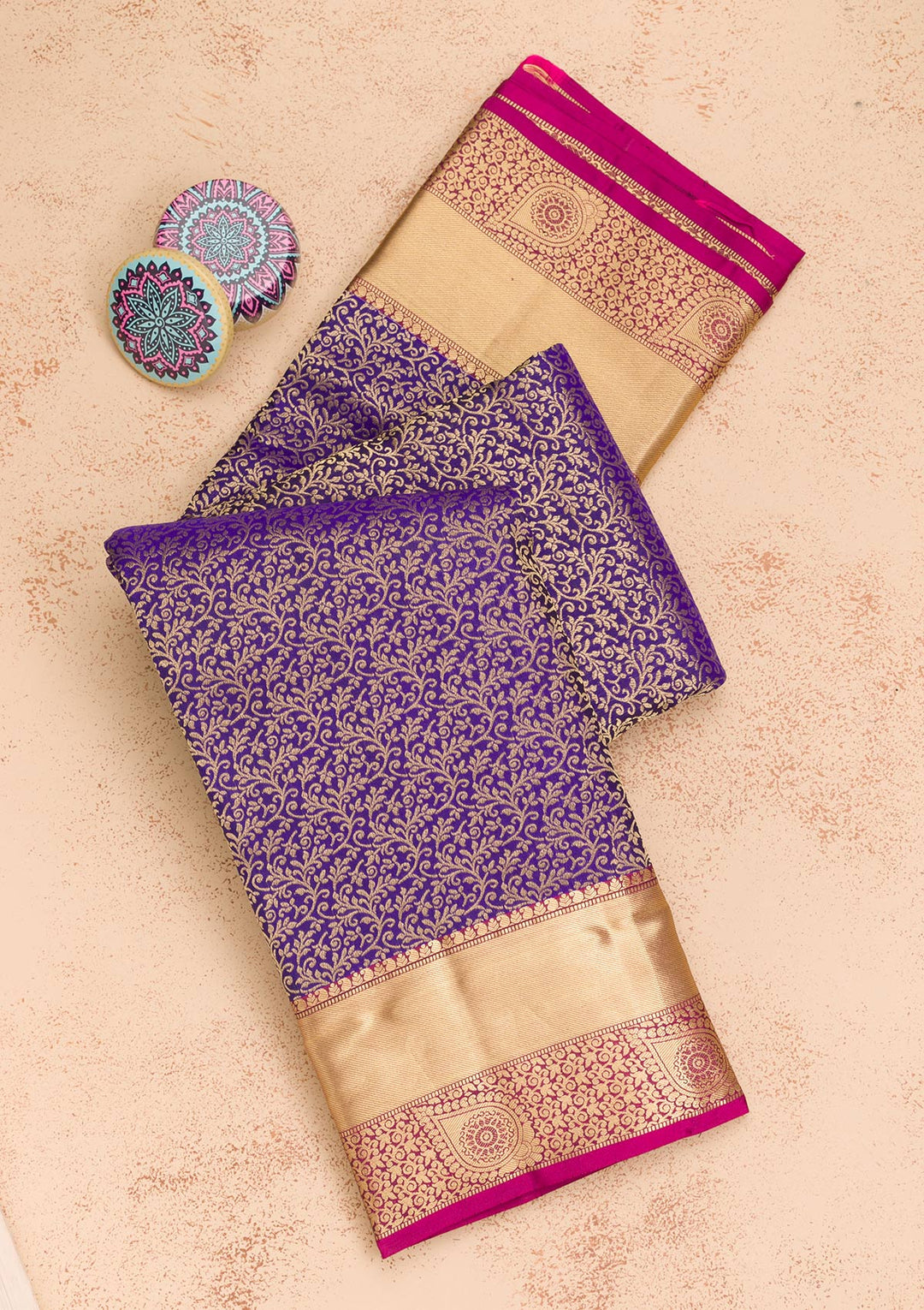Royal Blue Zariwork Pure Silk Saree-Koskii